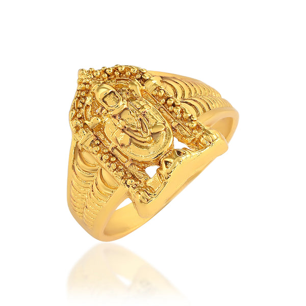 Missmister Brass Micron Gold plated Tirupati Balaji Fingerring Men Hindu Temple Jewellery (ORMG3431)