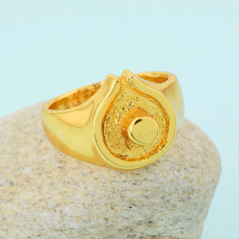 Missmister Gold plated Asht-Dhatu Shanker Shiva Lingam design Spiritual finger ring Hindu Temple jewellery Man (ORMG3432)