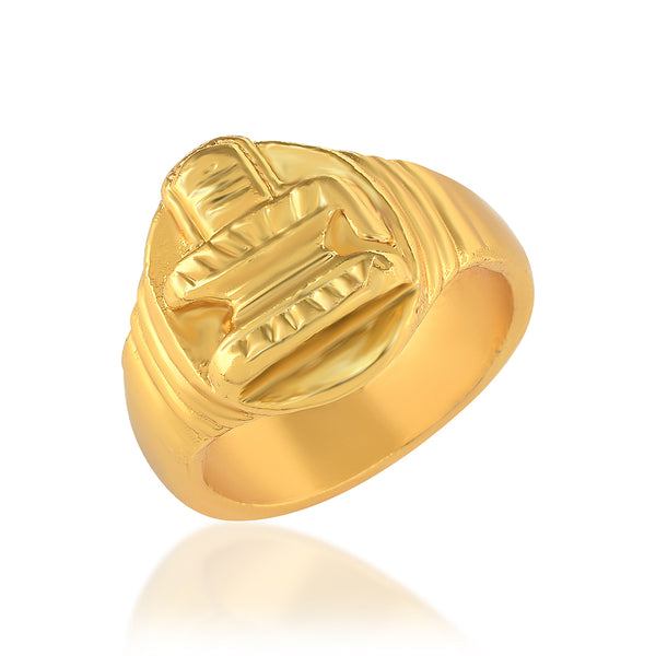 Missmister Gold Plated Asht-Dhatu Shiva Lingam Design Spiritual Finger Ring Hindu Temple Jewellery Man (Ormg3434)