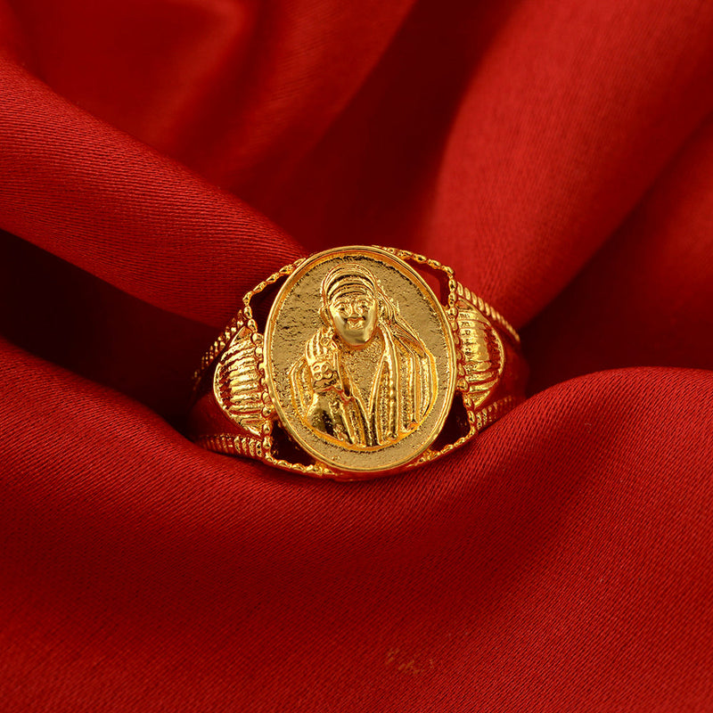 Missmister Pack Of 12 Gold Plated Shirdi Sai Baba Finger Ring Women Men Brass Gold Plated Ring  - ORMI5671