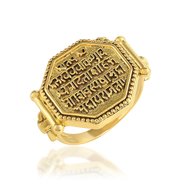 Missmister Brass Gold Plated Shivaji Maratha Raj Mudra (Royal Seal) Finger Ring Men Women (Ornd2791)