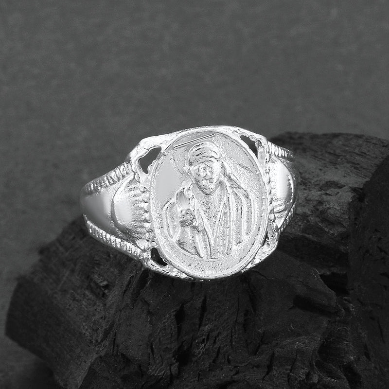 Missmister Silver Plated Shirdi Sai Baba Finger Ring Men Women Temple Jewellery Hindu God(Orom4483)