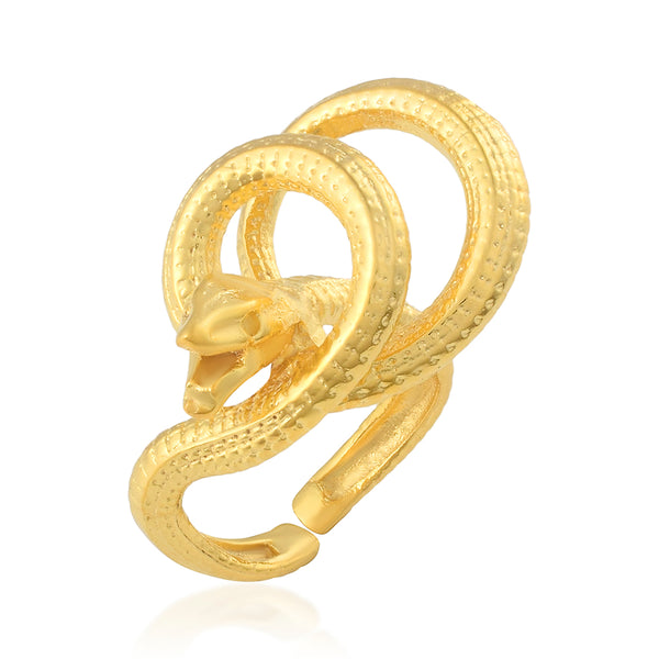 Missmister Brass Gold Plated Adjustable Size Coiled Cobra Serpent Snake Latest Fashion Fingerring Women Stylish Jewellery (Orom4499)