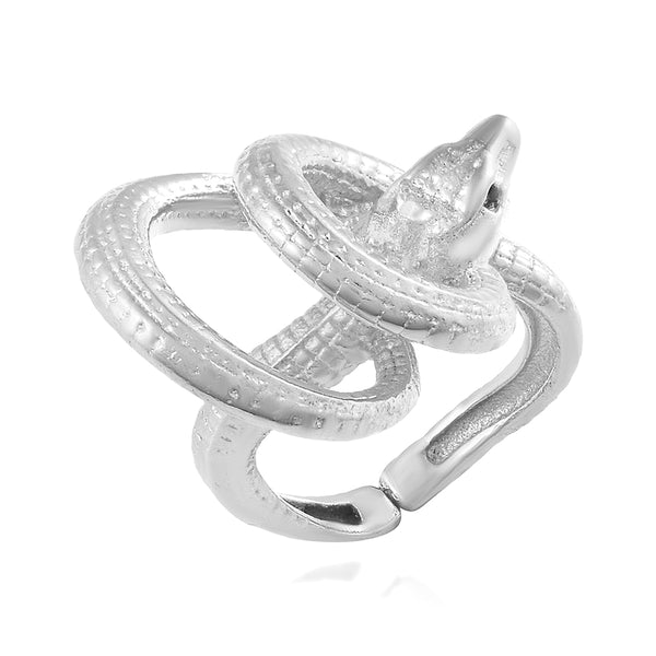 Missmister Brass Silver Plated Adjustable Size Coiled Cobra Serpent Snake Latest Fashion Fingerring Women Stylish Jewellery (Orom4500)