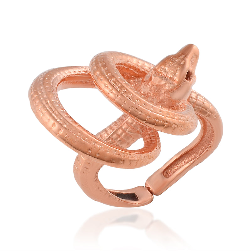 Missmister Pure Copper Adjustable Size Coiled Cobra Serpent Snake Latest Fashion Fingerring Women Stylish Jewellery (Orom45019)