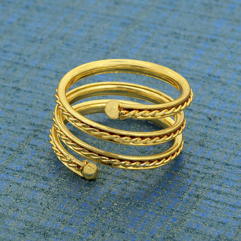 Missmister Pack Of 12 Gold Plated Spiral Triple Band Snake Design Fashion Finger Ring   - ORRM6232