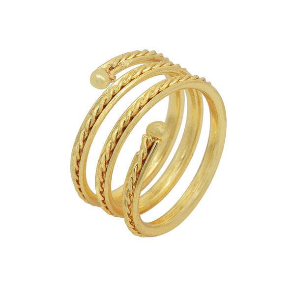 Missmister Pack Of 12 Gold Plated Spiral Triple Band Snake Design Fashion Finger Ring   - ORRM6232