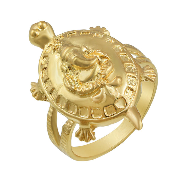 Missmister Pack Of 12 Gold Plated, Ganesh With Tortoise Shape  Adjustable Finger Ring  - ORRM6376