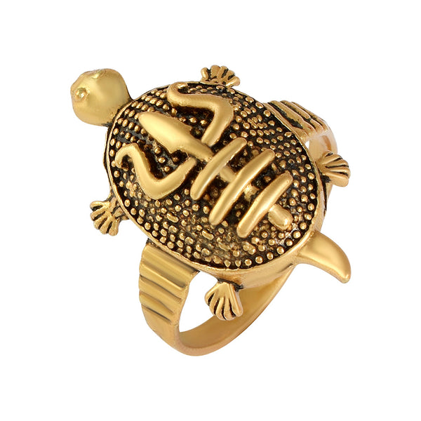 Missmister Pack Of 12 Micron Gold Plated Tortoise Kachua Finger Ring Men Women  - ORRM6519