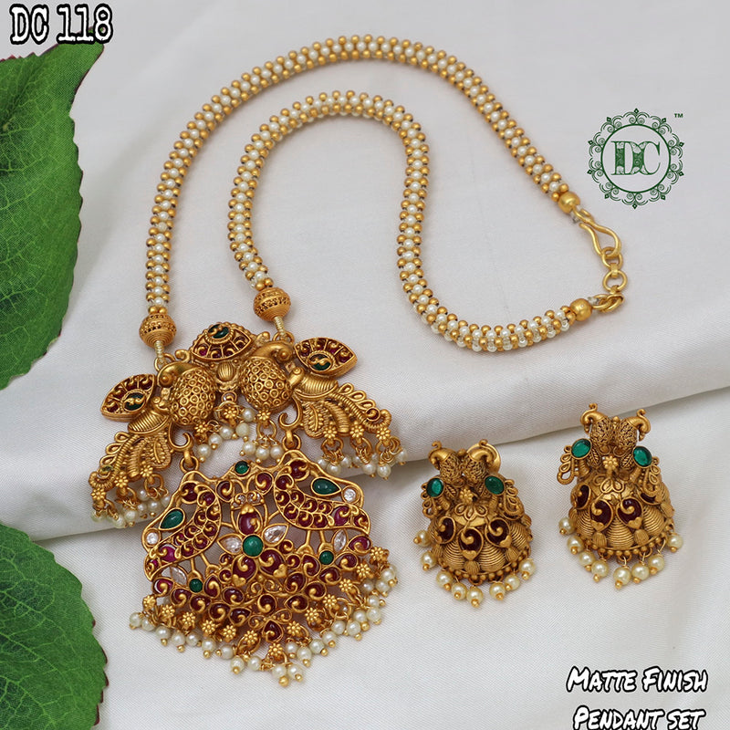 Diksha Collection Gold Plated Pota Stone Necklace Set