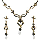 The99Jewel Black Austrian Stone Gold Plated Necklace Set - 1103903