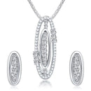 Kriaa Austrian Stone Oval Silver Plated Pendant Set - 1202005