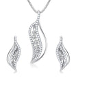 Kriaa Austrian Stone Silver Leaf Plated Pendant Set