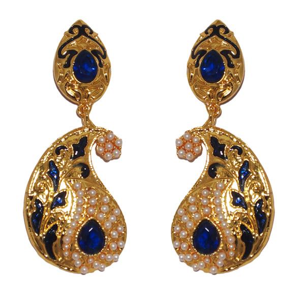 Kriaa Blue Meenakari Gold Plated Dangler Earrings