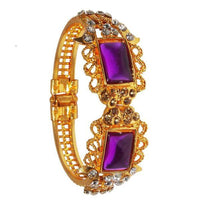 Kriaa Purple Meenakari Austrian Stone Gold Plated Kada - 1400231