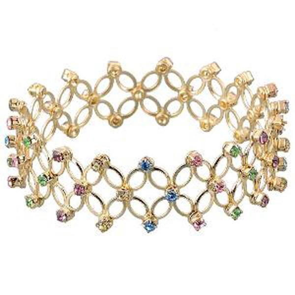 Kriaa Multicolor Austrian Stone Gold Plated Streachable Kada