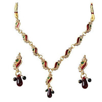 The99Jewel Maroon Meenakari Austrian Stone Necklace Set - 1100801