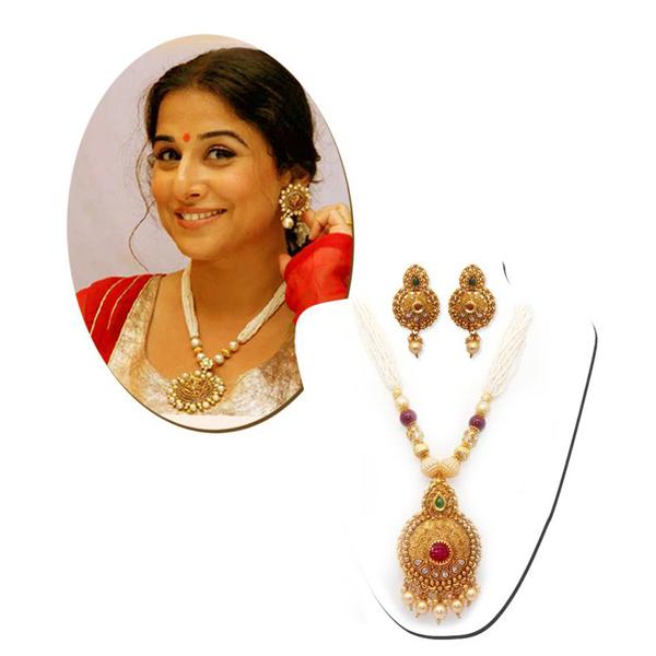 Utkrishtt Pearl Drop Gold Plated Traditional Copper Necklace Sets - 1108322