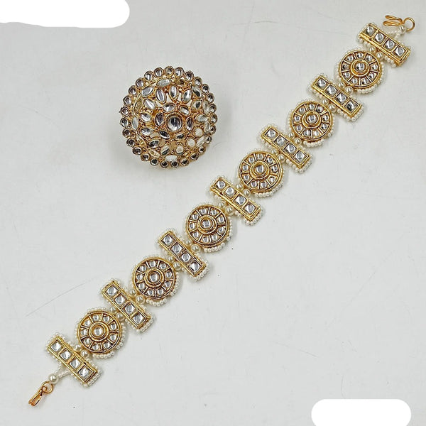 Padmawati Bangles Gold Plated Kundan Ring & Sheeshphool Hair Accessories For Women