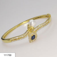 Padmawati Bangles Gold Plated White Stone Adjustable Bracelet - PBBAN06