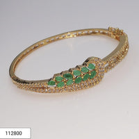 Padmawati Bangles Gold Plated Green Stone Adjustable Bracelet - PBBAN14