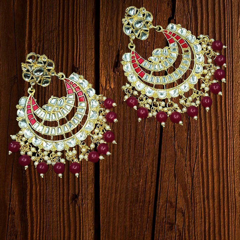 Padmawati Bangles Gold Plated Kundan Stone & Beads Dangler Earrings