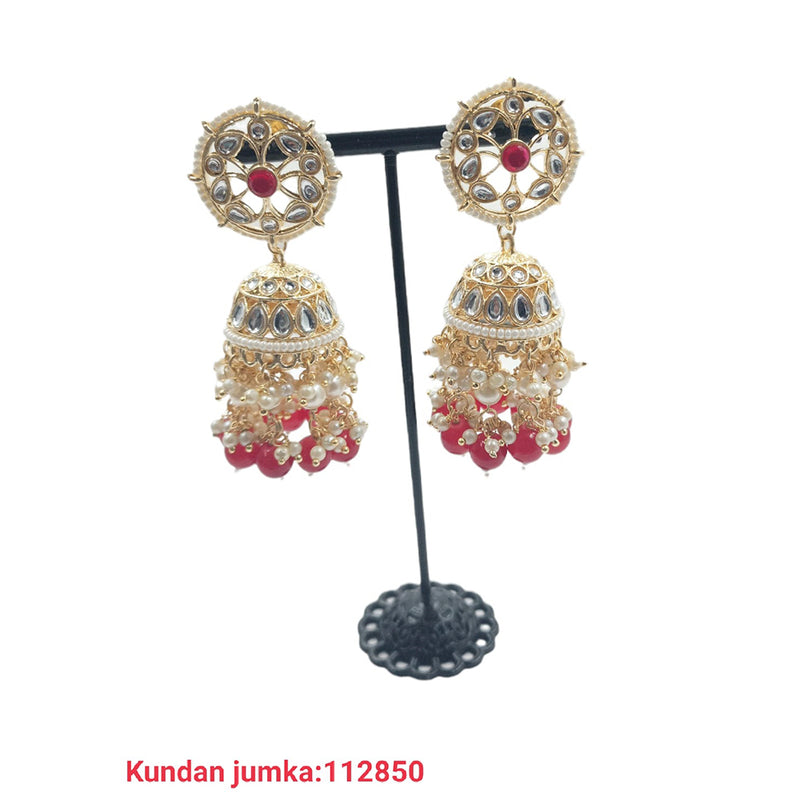 Padmawati Bangles Gold Plated Kundan And Beads Jhumki Earrings