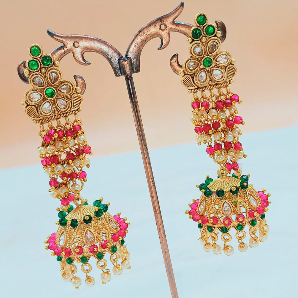 Padmawati Bangles Gold Plated Austrian Stone And Pearl Jhumki Earrings