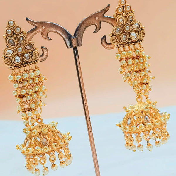 Padmawati Bangles Gold Plated Kundan & Pearl Jhumki Earrings