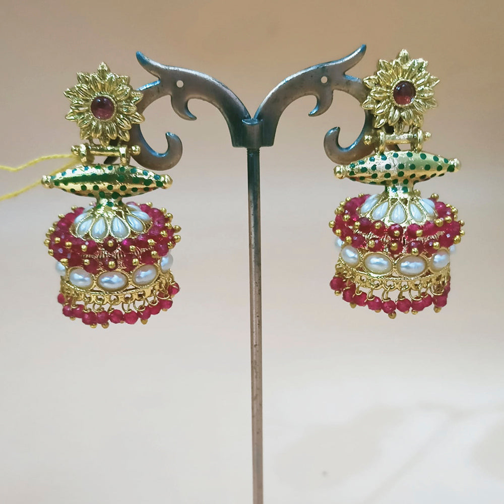 Padmawati Bangles Copper Plated Kundan And Pearl Dangler Earrings