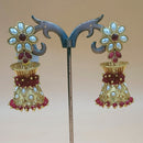 Padmawati Bangles Copper Plated Kundan And Pearl Dangler Earrings