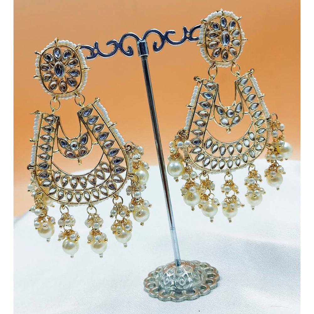 Padmawati Bangles Gold Plated Kundan And Pearl Dangler Earrings