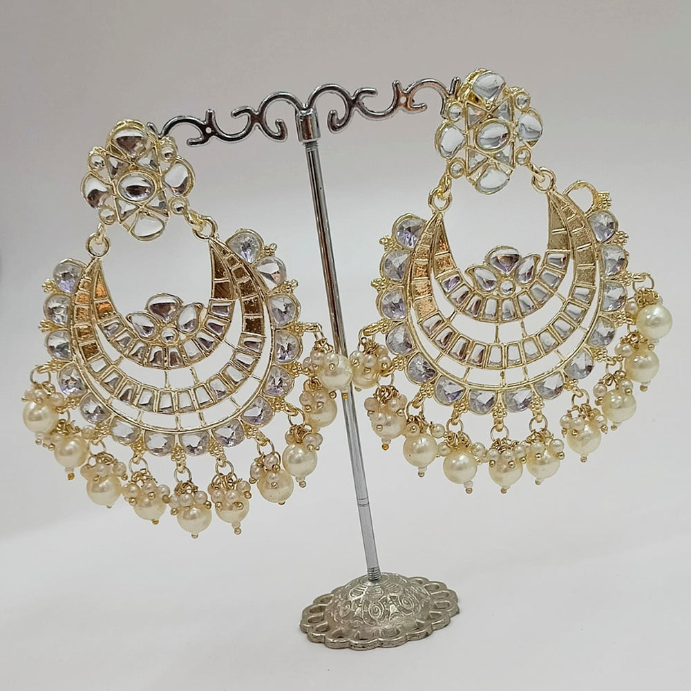 Padmawati Bangles Gold Plated Kundan And Pearl Dangler Earrings