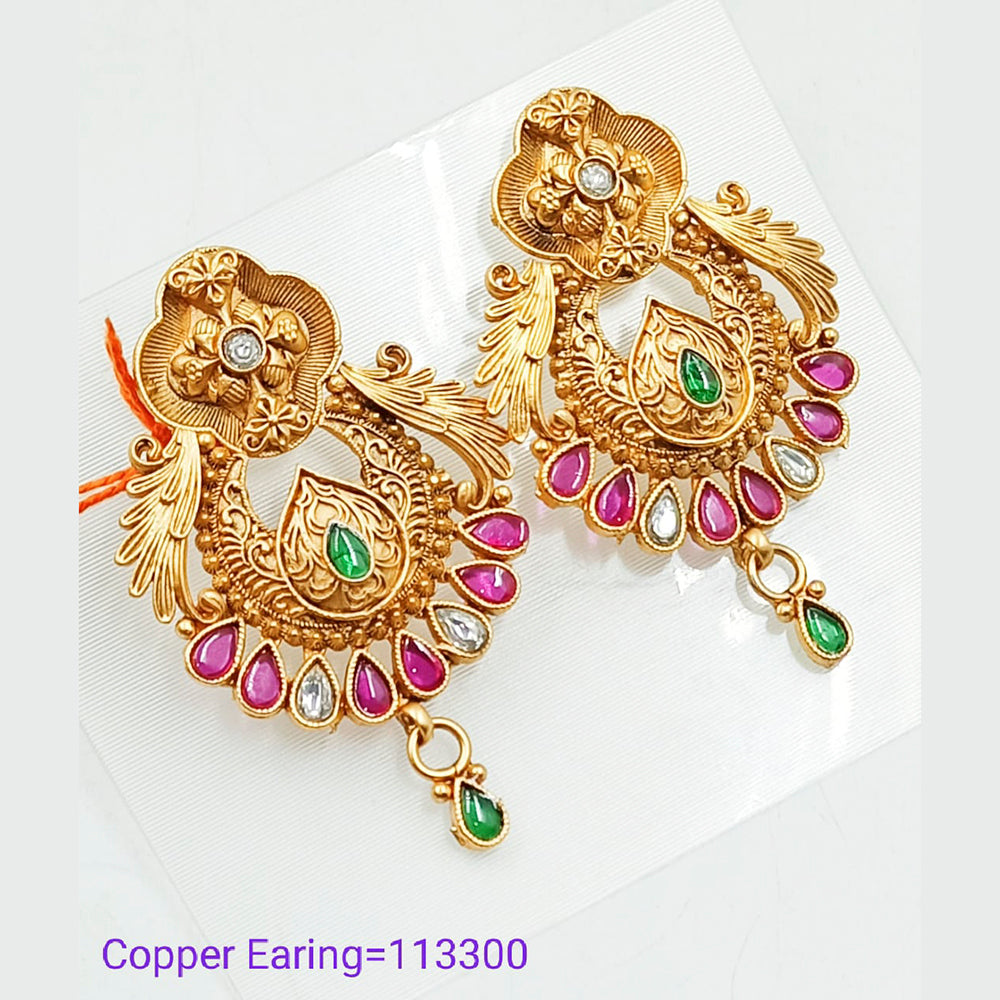 Padmawati Bangles Pota Stone Copper Dangler Earrings  - PBEAR88