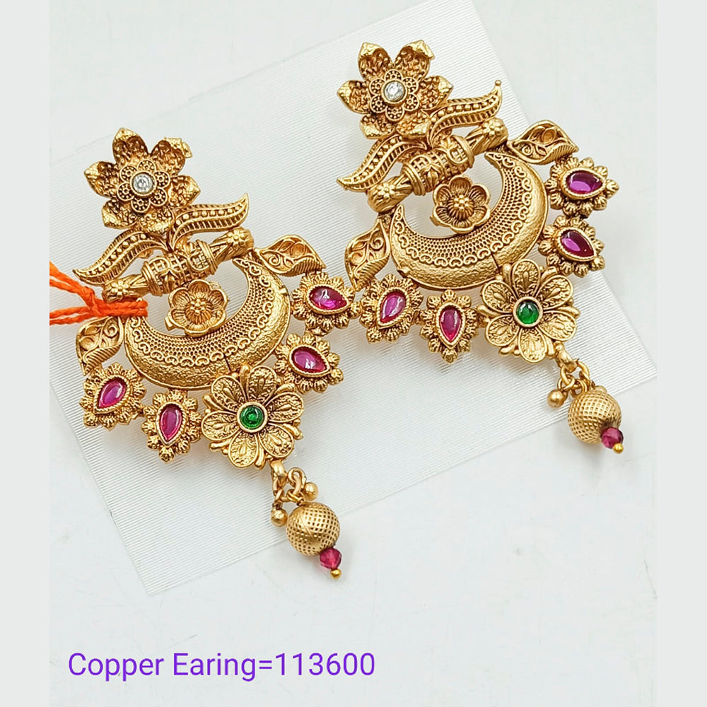 Padmawati Bangles Pota Stone Copper Dangler Earrings  - PBEAR90