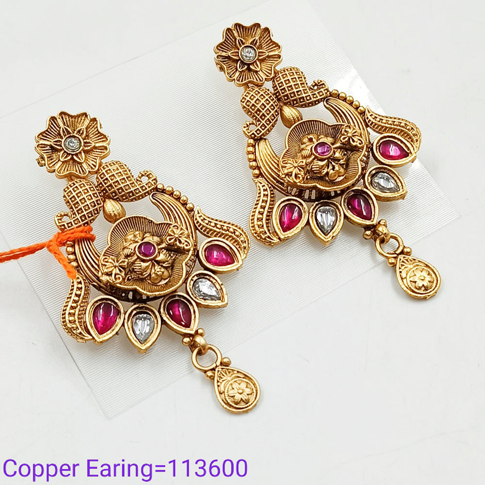 Padmawati Bangles Pota Stone Copper Dangler Earrings  - PBEAR93