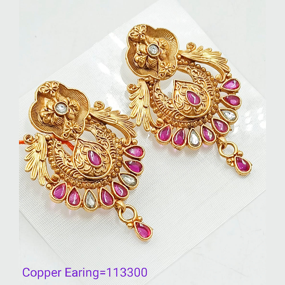 Padmawati Bangles Pota Stone Copper Dangler Earrings  - PBEAR98