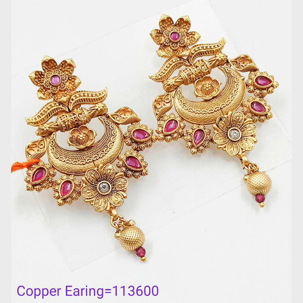 Padmawati Bangles Pota Stone Copper Dangler Earrings  - PBEAR99