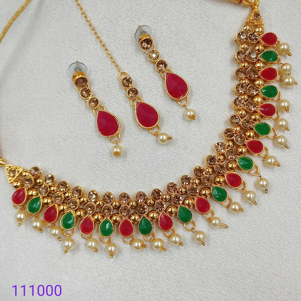 Padmawati Bangles Gold Plated Austrian & Kundan Stone Choker Necklace Set