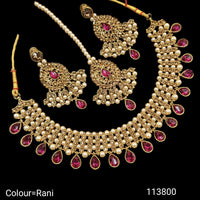 Padmawati Bangles Austrian Stone And Pearl Gold Plated Choker Necklace Set