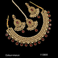 Padmawati Bangles Austrian Stone And Pearl Gold Plated Choker Necklace Set