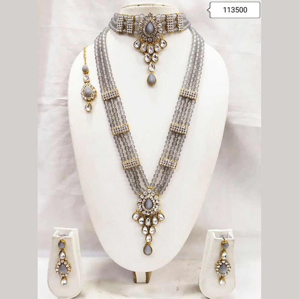 Padmawati Bangles Gold Plated Austrian Stone Long Necklace Set