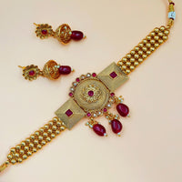 Padmawati Bangles Gold Plated Kundan Necklace Set - PBNECK193