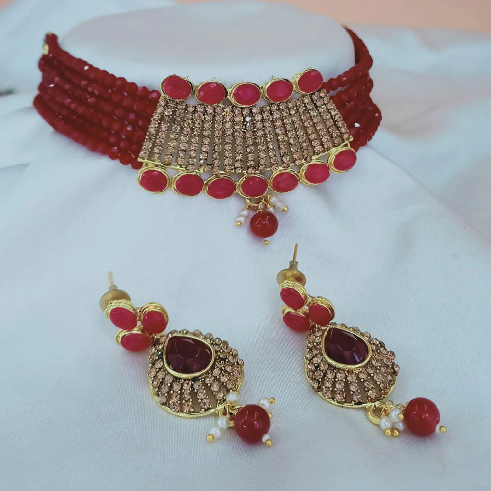 Padmawati Bangles Gold Plated Austrian Stone Choker Necklace Set