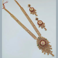 Padmawati Bangles Gold Plated Pink And Green Stone Long Necklace Set