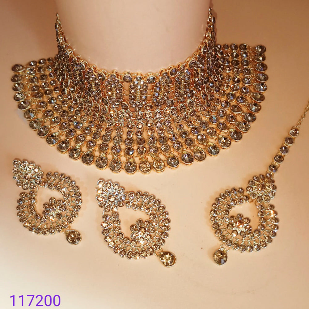 Padmawati Bangles Gold Plated Austrian Stone & Kundan Choker Necklace Set