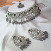 Padmawati Bangles Silver Plated Austrian Stone & Kundan Choker Necklace Set