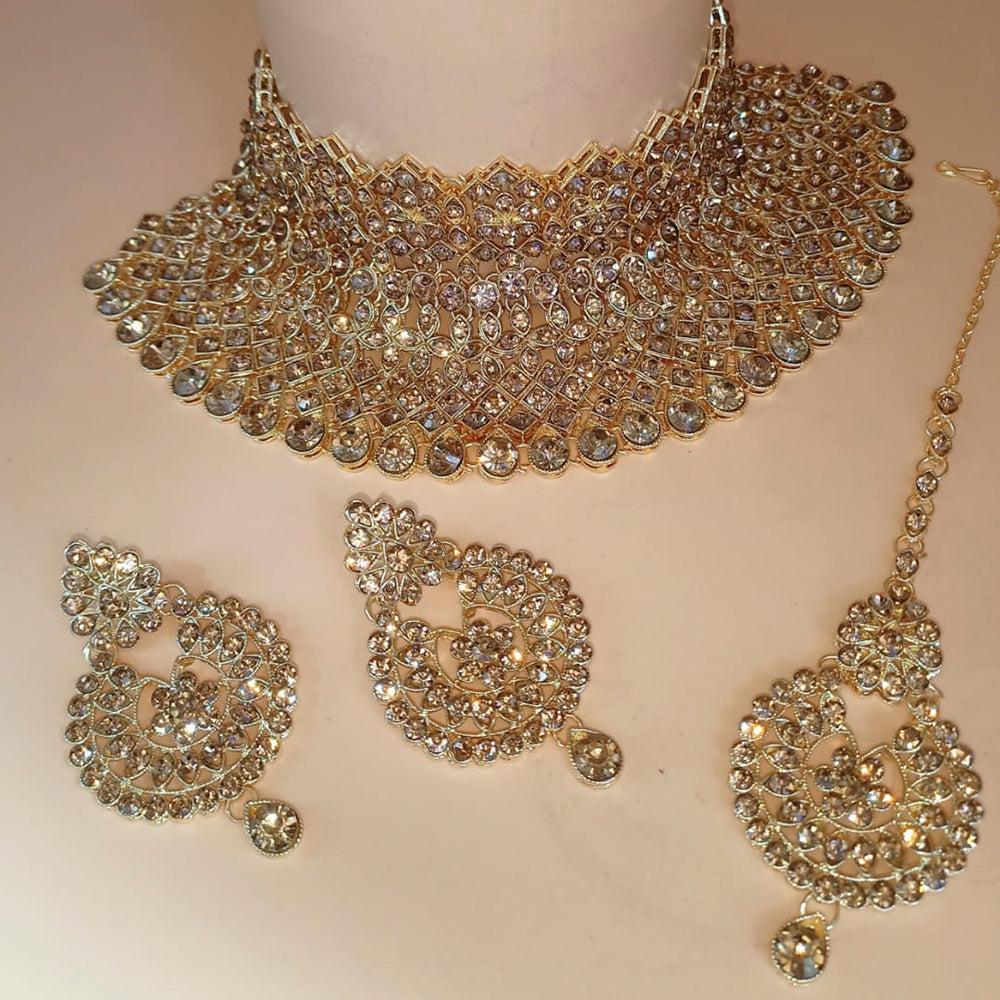 Padmawati Bangles Gold Plated Austrian Stone & Kundan Choker Necklace Set