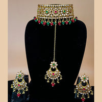 Padmawati Bangles Gold Plated Beads & Kundan Choker Necklace Set