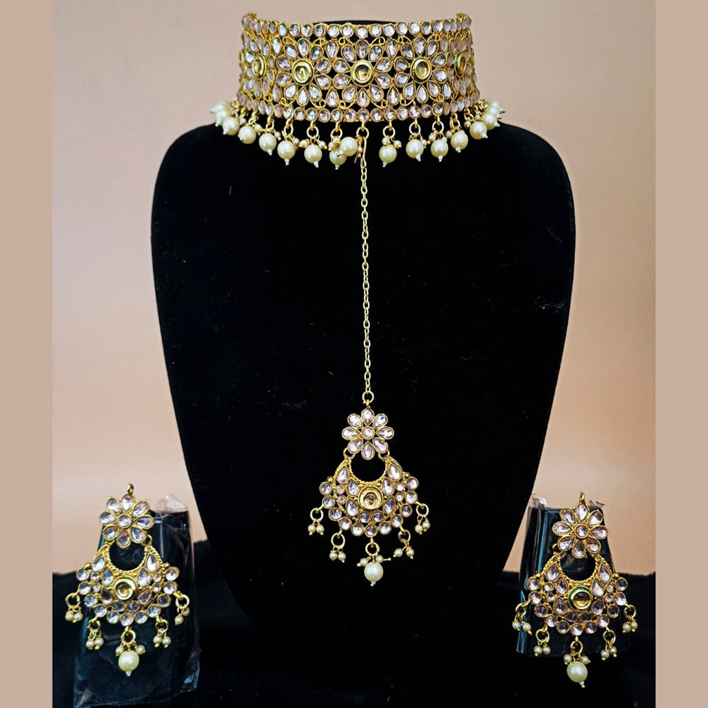 Padmawati Bangles Gold Plated Beads & Kundan Choker Necklace Set